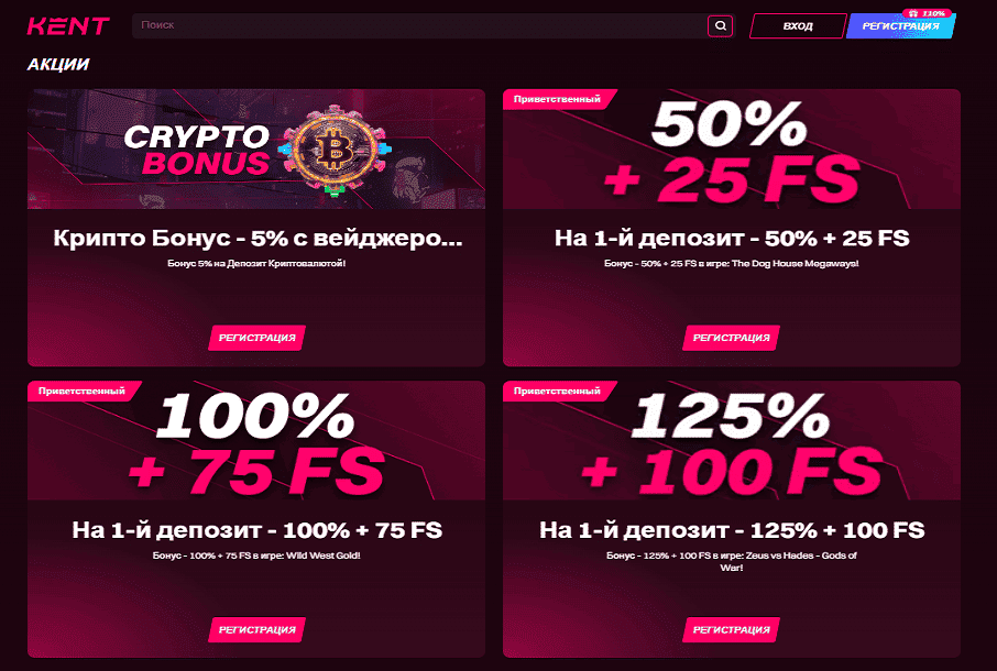 акции Кент казино